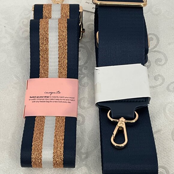 Kedzie Interchangeable Bag Strap Adjustable One Size Navy & Copper Stripes With - Picture 3 of 4